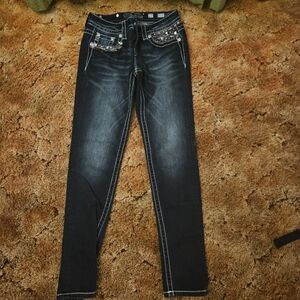 Miss Me Black Skinny Jeans with Embellishments